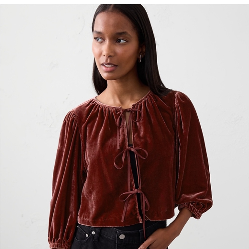 Banana Republic Velvet Tie Front Top